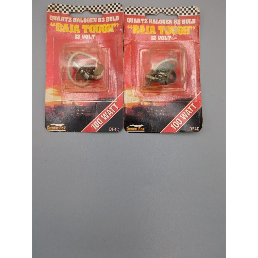 Vtg Desert Fox Baja Tough Replacement Quartz Halogen Light Bulb 2pk‎ H3 100w 12v